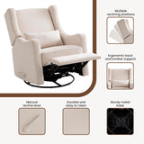 Harkawon Wingback Glider Rocking Recliner, Swivel Rocker Recliner Chair, Nursery Rocking Chair, Fabric Chair with Lumber Support, High Back, Deep Seat, for Living Room, Bedroom, Beige Harkawon