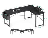 Casaottima L Shaped Computer Desk with Storage Bag, 57.5 Inch Reversible Gaming Desk, Home Office Corner Desk with Monitor Shelf, Space-Saving Writing Workstation Desk, Easy to Assemble, Black Casaottima