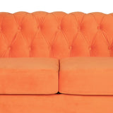 RARZOE Traditional Chesterfield Loveseat Sofa, Modern Vintage Chesterfield Button Tufted Velvet Couch with Nailhead Trim Scrolled Arms for Living Room Bedroom Office(Orange) RARZOE