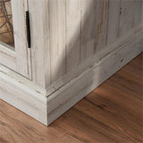 Sauder Barrister Lane TV Stand Console Credenza with Storage Glass Doors, for TVs up to 70", in White Plank Sauder