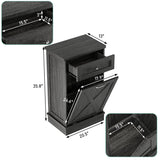 TOLEAD Tilt Out Trash Cabinet Free Standing 10 Gallon Wooden Trash Can Cabinet with Barn Door for Farmhouse Kitchen,Living Room, Dining Room, Oak Grey TOLEAD