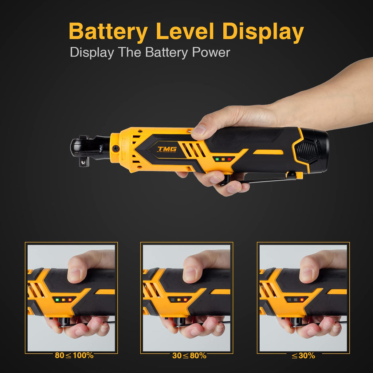 Meagle Cordless Ratchet Electric Ratchet for Husband/Diy/Pro Mechanic Battery Ratchet Power Ratchet Suitable for Auto/Home Repair, 3/8 Inch Ratchet 40 Ft-Lbs 230 Rpm 12V, 2000Mah for Auto Shop Meagle