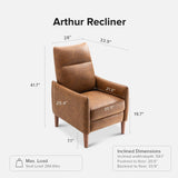 mopio Arthur Recliner Chair with 3 Positions, Accent Armchair, Mid Century Modern Reading Chair, High Back Padded Support Comfy Sleeper Armchair (Pecan Brown Faux Leather) mopio