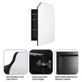 AGDULL Victorian-Style Recessed Bathroom Medicine Cabinet, Storage Cabinet, Bathroom Wood Wall Cabinet with Curved Mirror, Black, 17.5x29 Inch AGDULL