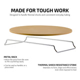 OVENTE Ceramic Flat 13 Inch Pizza Stone Set with Crust Cutter Wheel & Metal Rack/Handle, Compact Easy Storage Portable Baking Grilling Stone Thermal Shock Resistance for Oven Grill BBQ, Beige BW10132 OVENTE