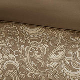 Madison Park Essentials Brystol 24 Piece Room in a Bag Faux Silk Comforter Jacquard Paisley Design Matching Curtains Down Alternative Hypoallergenic All Season Bedding-Set, Queen(90"x90"), Brown Madison Park
