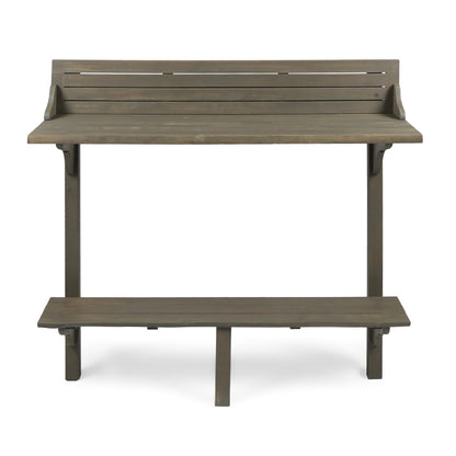 Christopher Knight Home Caribbean Outdoor Acacia Wood Balcony Bar Set, 3-Pcs Set, Grey Finish - WoodArtSupply