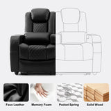 AZXZCS 57" RV Loveseat Recliner Sofa, Home Theater Seating with 3 Arms and 2 Pillows, Wall Hugger Recliners & 135° Reclining Couch (Black PU Leather Furniture) AZXZCS