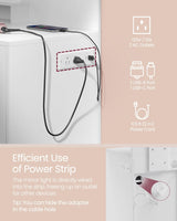 VASAGLE Vanity Desk with Mirror and Lights, 35.4-Inch Wide Makeup Vanity with Upholstered Vanity Stool, Power Outlets, Dimmable LED Lights, Storage Drawer, for Bedroom, Cloud White URDT128W01 VASAGLE