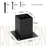 WIMART 4x4 Post Base, Inner Size 3.5"x3.5"Deck Post Base, Deck Post Base for Concrete, for Mailbox Support Wood Fence Post Anchort (Black - Set 4) WIMART