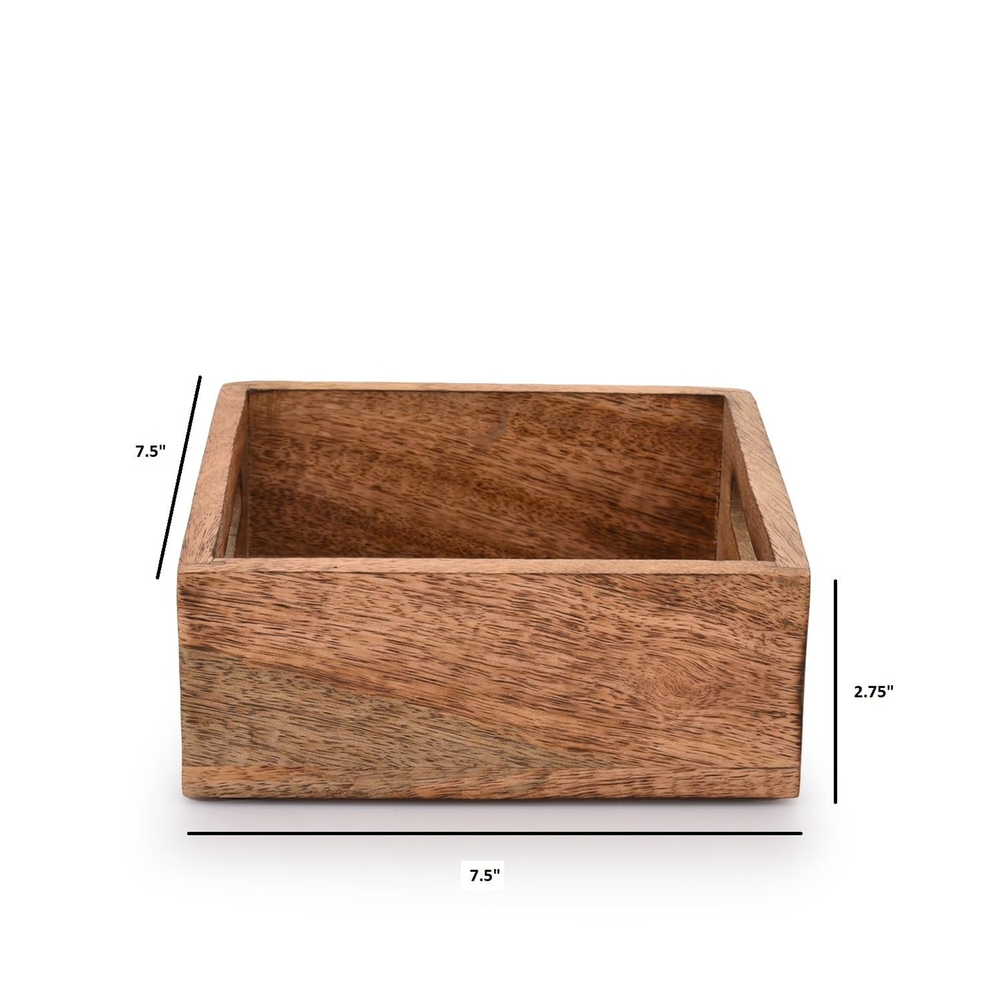 Samhita Square Burning Finish Mango Wood Napkin Holder For Restaurant Decor Kitchen Bar Accessories (7.5"x 7.5"x 2.75")