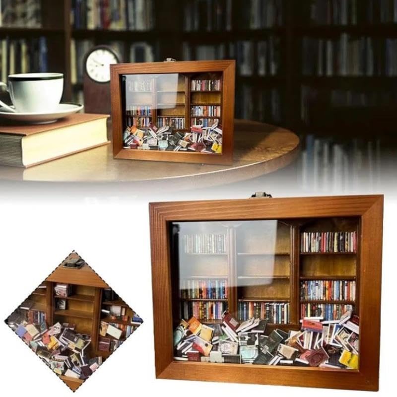 Shake Away Your Anxiety Wooden Bookshelf Ornament - Mini Book Box Display for Stress Relief TPXAVRDZ