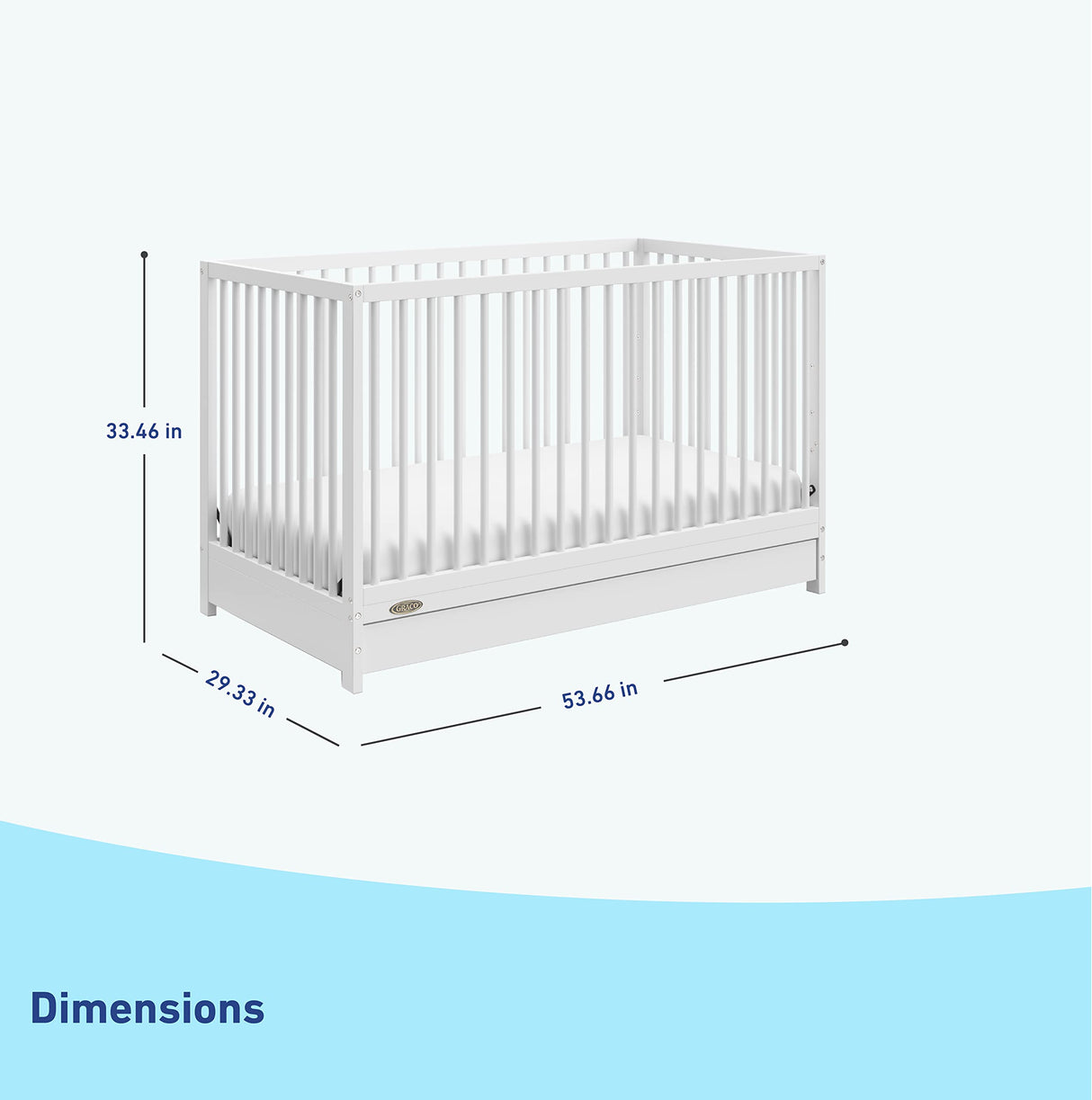 Graco Teddi 5-in-1 Convertible Crib with Drawer (White) – GREENGUARD Gold Certified, Crib with Drawer Combo, Full-Size Nursery Storage Drawer, Converts to Toddler Bed, Daybed and Full-Size Bed Graco