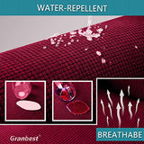 Granbest Water Repellent Futon Cover High Stretch Armless Sofa Covers Foldable Sofa Bed Covers Jacquard Futon Slipcover Waterproof Furniture Protector for Kids, Pets (Futon, Wine Red) Granbest