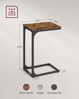 VASAGLE C-Shaped End Table Set of 2, Small Side Table for Couch, Sofa Table with Metal Frame for Living Room, Bedroom, Bedside, Rustic Brown and Black VASAGLE