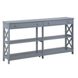 Convenience Concepts Oxford 2-Drawer Console Table with Shelves, 60", Gray Convenience Concepts