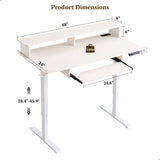 OKD Electric Standing Desk Adjustable Height, 48" x 24" Sit Stand Desk with LED Lights, Keyboard Tray, and Monitor Shelf - Modern Ergonomic Home Office Desk for Gaming and Work, Antique White OKD