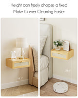 AEPOALUA Floating Nightstand,Wall Mounted Night Stand with Drawer,Small Floating Shelves,Floating Wood Bedside Table for Bedroom、Living Room、Bathroom AEPOALUA