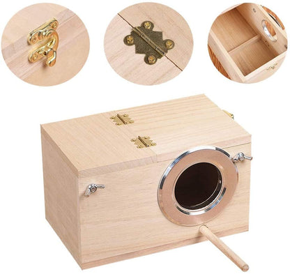 YJJKJ Pet Wood Parakeet Nest Box Bird House Breeding Nesting Bird Cage Box for Lovebirds Cockatiel Parrotlets