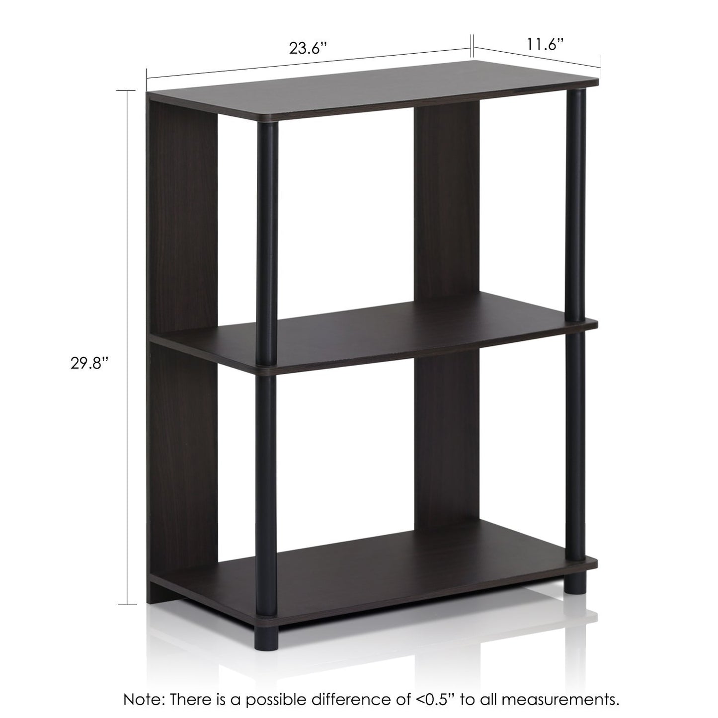 Furinno JAYA 3-Tier Walnut Bookcase with Simple Design - WoodArtSupply