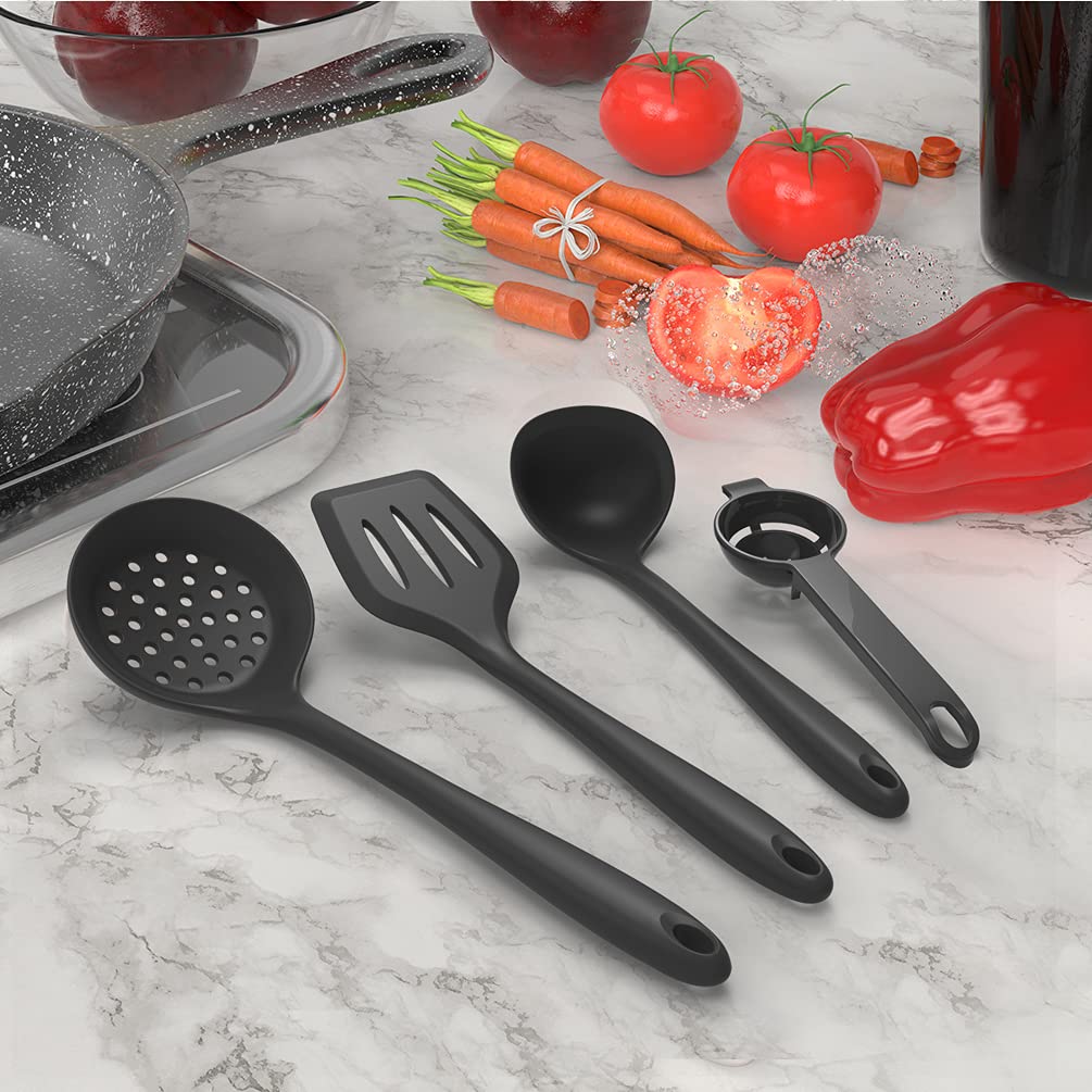 Silicone Cooking Utensils Set - 446°F Heat Resistant Kitchen Utensils,Turner Tongs,Spatula,Spoon,Brush,Whisk,Kitchen Utensil Gadgets Tools Set for Nonstick Cookware,Dishwasher Safe (BPA Free) AOTHOD