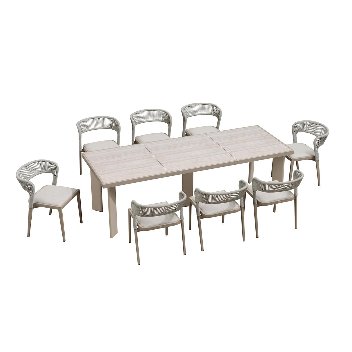 PURPLE LEAF 9 Pieces Outdoor Dining Set Patio Table and Chairs Set Aluminum Rattan Wicker Patio Dining Set for Lawn Backyard Deck Champagne PURPLE LEAF