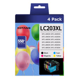 KOTANG LC203XL LC201 Ink Cartridges Compatible for Brother LC203 LC201 High Yield Work with Brother MFC-J480DW MFC-J880DW MFC-J4420DW MFC-J680DW Printer (BK/CMY, 4 Pack) KOTANG