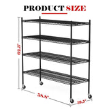 Vioranex Heavy Duty Storage Rack Metal Shelving Unit with Wheels, 4-Tier Adjustable Wire Rack Metal Shelves for Garage, Pantry, Kitchen, 59" W x 19.5" D x 62.3" H Vioranex