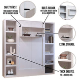 Oakland Living Easy-Lift Twin Murphy Wall Bed in Natural Brown Wood Grain with Two Bookshelves Oakland Living