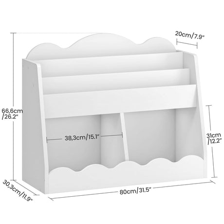 CHOEZON Kids Bookshelf and Toy Storage, Children's Bookcase with 2 Toy Cubes, Toddler Book Shelf for Kids Room, Wooden Book Organizer, for Playroom, Nursery, Living Room, White MCW15WB CHOEZON