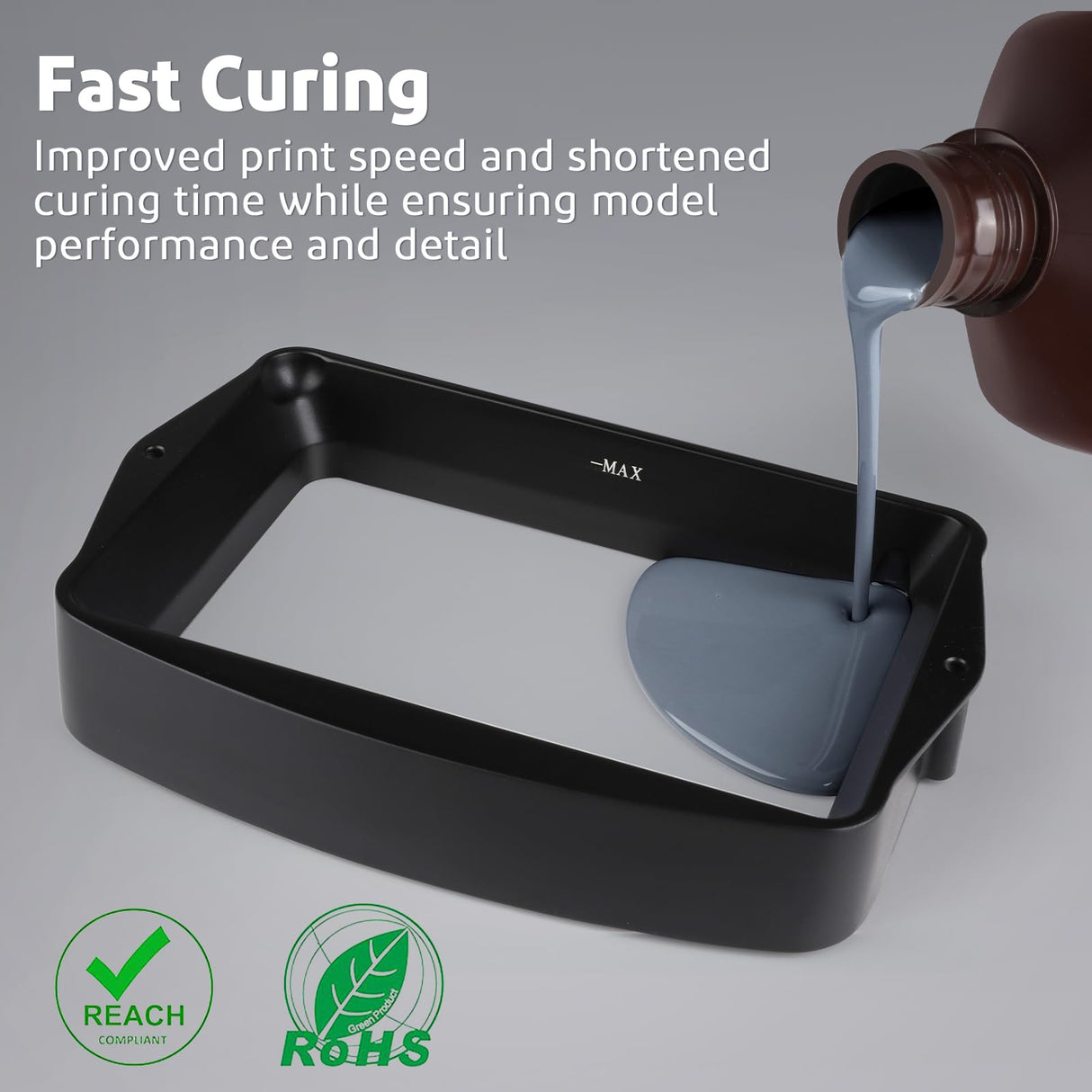 ELEGOO Standard 2.0 Photopolymer Resin 2000g Grey, Rapid Precise Printing Resin 405nm LCD UV-Curing for LCD/DLP/MSLA 3D Printer ELEGOO