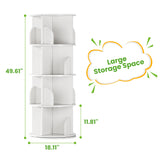 FOLINALA Rotating Bookshelf, Small Corner Bookcase with Storage for Small Space, 4 Tier 360 Spinning Bookshelf Tower, Revolving Book Shelf Organizer for Bedroom, Living Room and Study Room (White) FOLINALA