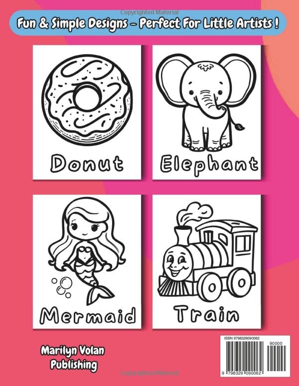 Toddler's First Coloring Book: Cute Animals and Things, Big and Easy, Ages 1-3, 1-4, Volume 2 WoodArtSupply