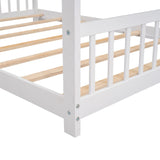 Full House Beds White Montessori Bed Wood Frame Kids Platform Bed with Headboard & Footboard for Children Boys Girls Teens Bellemave