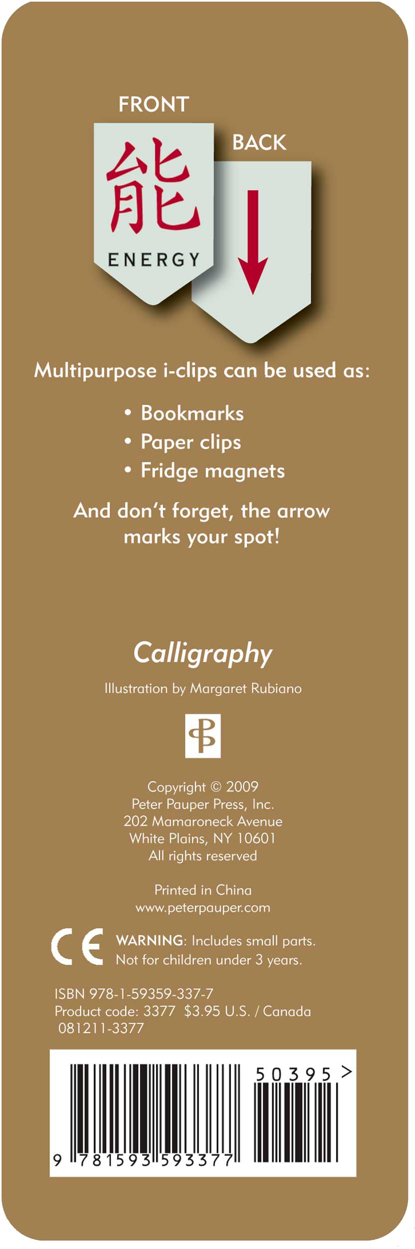 Calligraphy i-Clip Magnetic Page Markers (Set of 8 Magnetic Bookmarks) PETER PAUPER PRESS