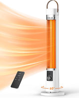 Aerozy Patio Heater for Outdoor Use, Electric Space Heater Indoor, Portable Infrared Heater with 60-Degree Oscillation, Timer, Remote, for Patio, Gazebo, White AEROZY