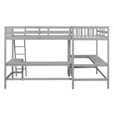 CITYLIGHT Twin Size L-Shaped Loft Bed with Built-in Desks – Grey, Perfect for Kids and Teens CITYLIGHT