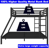 LEEKOUS Queen Over King Size Industrial Metal Bunk Bed Frame with Ladder, 700lbs Upper/800lbs Lower Weight Capacity, Easy Assembly, Black LEEKOUS