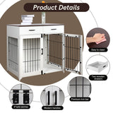 Snowtaros Dog Crate Furniture, 36.6 Inch Large Dog Crate with Drawers, Wooden Dog Kennel Indoor for Small Medium Large Dogs, Heavy Duty Dog Crate End Table with Double Doors Snowtaros