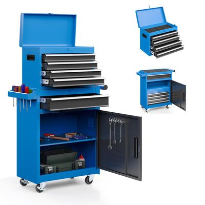 AirWire Tool Chest, 5-Drawer Rolling Tool Storage Cabinet with Detachable Top Tool Box, Enhanced Packaging, Metal Tool Cart for Garage Workshop, Blue