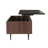 GIA Home Furniture Series 40" Lift-Top Coffee Table with Hidden Storage Compartments, Fluted Coffee Center Table for Living Room, Home Office, Black Marble Walnut GIA