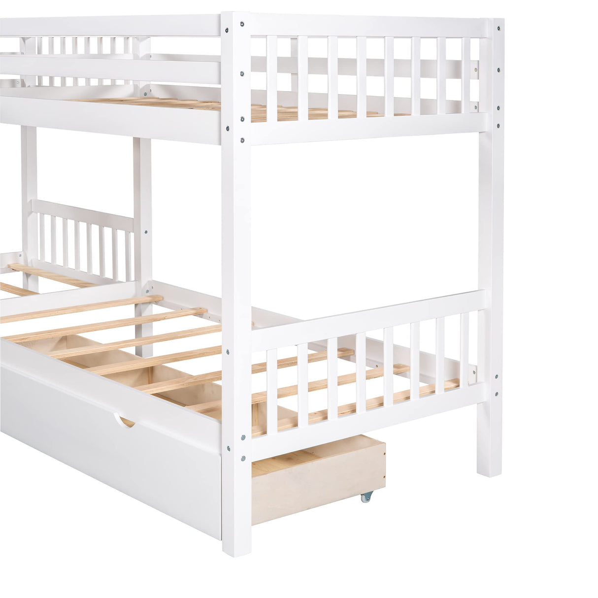 Morhome L-Shaped Bunk Bed with Drawers, Bunk Bed for 4 Twin Over Twin for Boys Girls Kids Teen Wood Quad Bunk Beds Frame Morhome