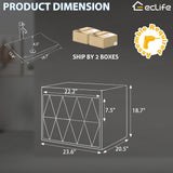 eclife 24" Bathroom Vanities Cabinet with Sink Combo, Wall Mounted Floating Cabinet w/Decor Lines, White Curved Ceramic Vessel Sink W/ORB Water Save Faucet & Pop Up Drain, Black eclife