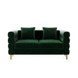Wrofly Cloud Couch for Living Room, 59" Modern Overstuffed Deep Seat Velvet Loveseat Sofa with 2 Pillows, Comfy Upholstered 2 Seater Love Seat for Bedroom Office, Emerald Green Velvet Wrofly