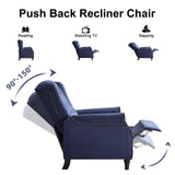 EBELLO Pushback Recliner Chair, Fabric Armchair Push Back Recliner with Rivet Decoration, Single Sofa Accent Chair for Living Room, Bedroom, Navy Blue EBELLO