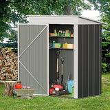 Furniwell Outdoor Storage Shed, Metal Garden Sheds Outdoor Storage House with Single Lockable Door for Backyard Patio Lawn (Gray, 5 x 3 FT) Furniwell