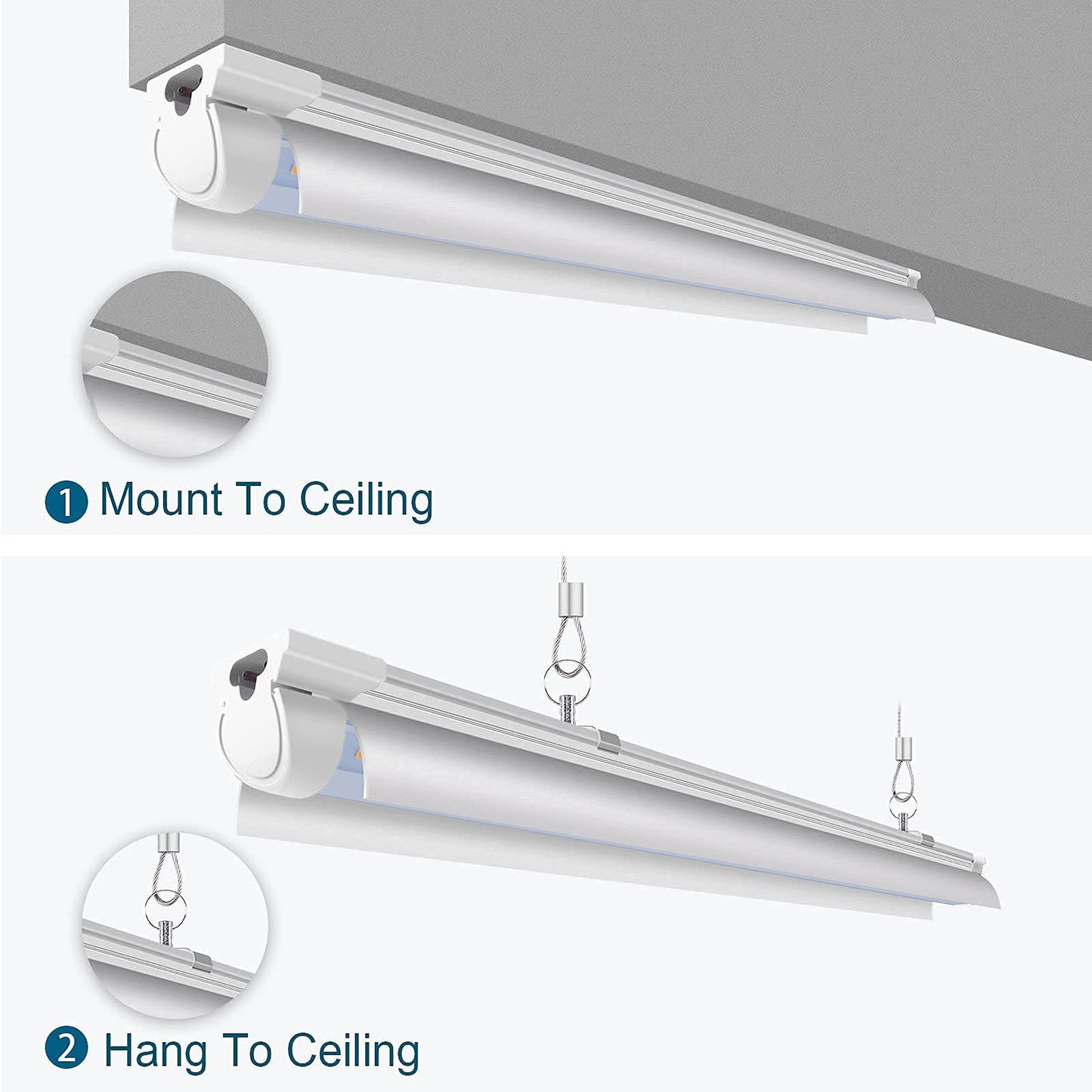 Barrina LED Shop Light 4FT, 40W 5000LM 6500K, Clear Cover Hanging led Light Fixture, Linkable LED Tube Lights, V Shape LED Ceiling Lights for Garage, Warehouse, Workshop, 6 Pack - WoodArtSupply