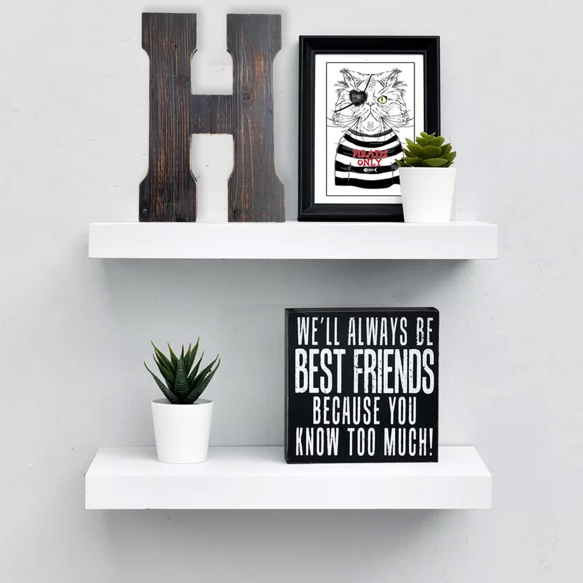 Big Letter Wall Art for Living Room, Bathroom, Bedroom, and Home Decor, Rustic Farmhouse Lettering for Family Last Names, Large Decorative Wood, 14” x 10” (Big M) ABELOTS