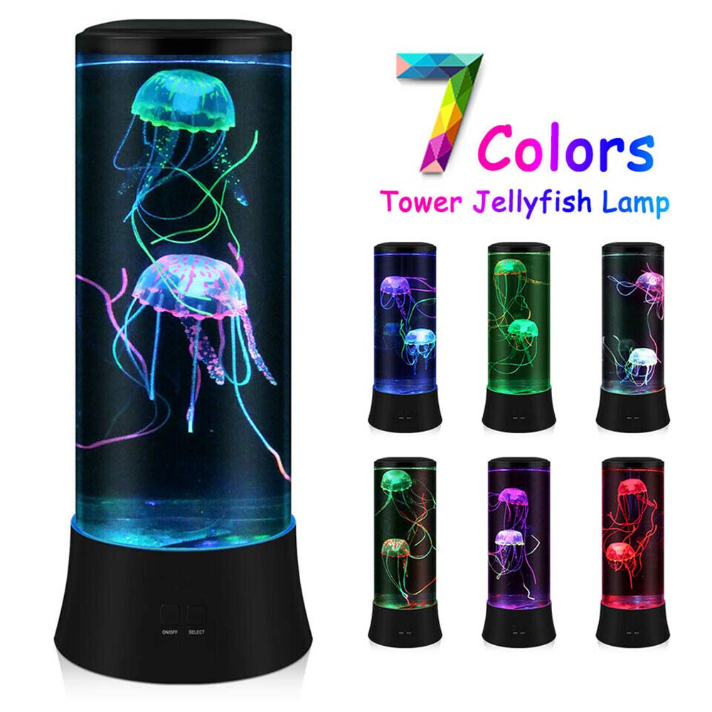 EDIER Jellyfish Lamp,LED Fantasy Jellyfish Light Lamp,7 Color Setting Jellyfish Tank Table Lamp Decorations for Home Office Decor Great Gifts for Kids EDIER