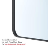 VocalStar Black Bathroom Mirror for Wall, 18 x 26 Inch Rounded Rectangle Metal Framed Bathroom Wall Vanity Mirror Farmhouse, 1/4-inch Shatterproof Glass | Ultra-Flush Hanging VocalStar